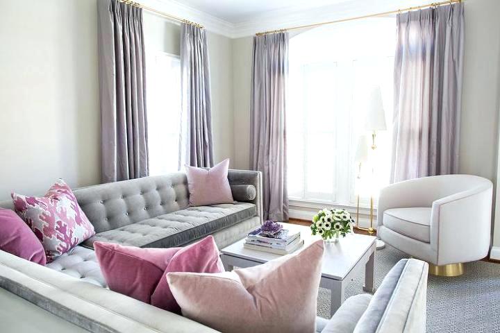 gray pink gold living room